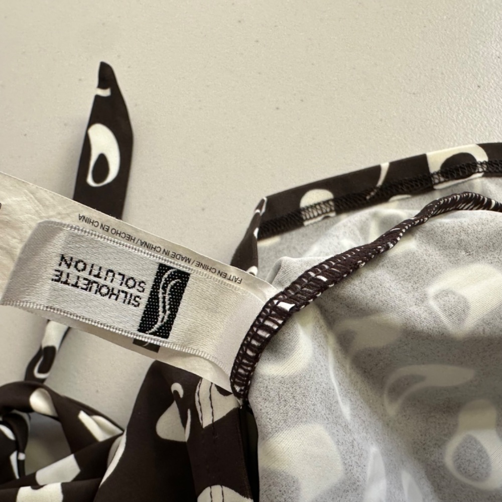 Vintage Y2K Silhouette Solutions Halter Tankini Top Brown & White Abstract Print - Picture 10 of 15